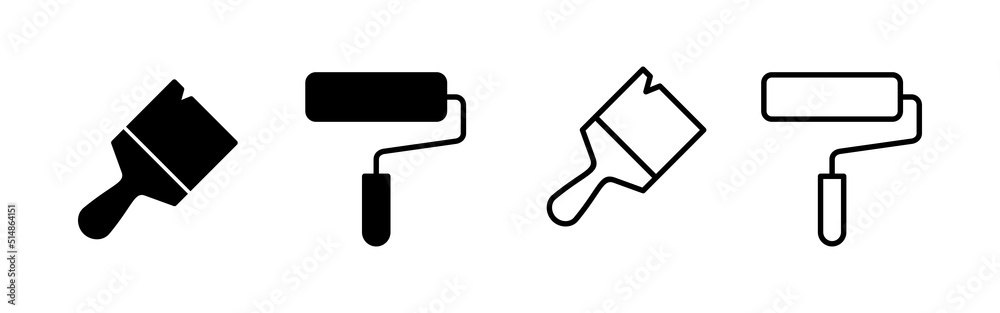 Paint icon vector. paint brush sign and symbol. paint roller icon vector Paint icon vector. paint brush sign and symbol. paint roller icon vector