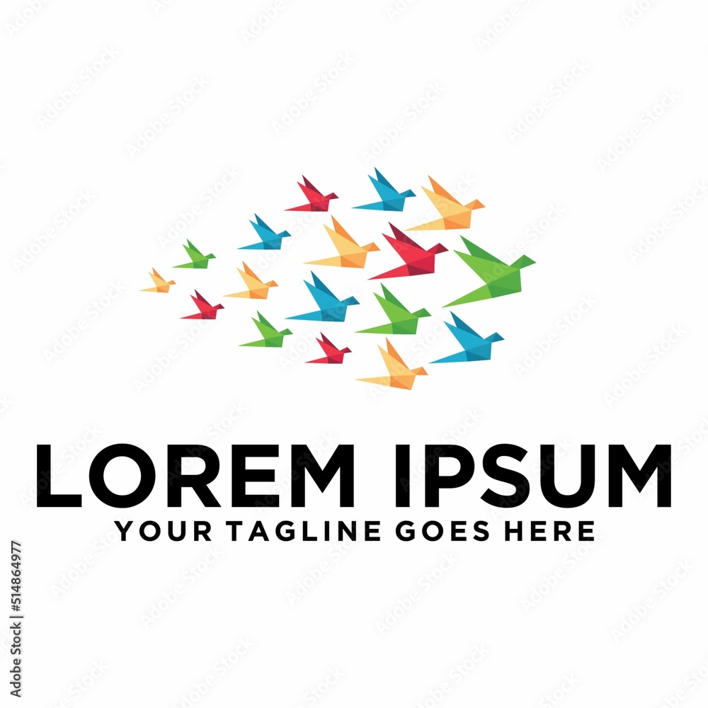 Origami Paper birds Creative logo Origami Paper birds Creative logo