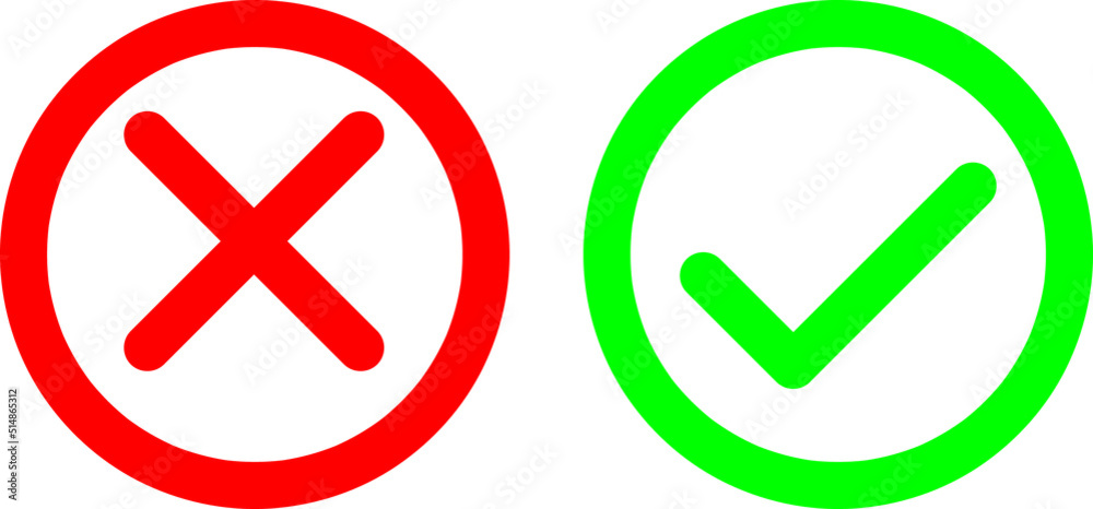 Cross and Check mark symbol icon vector illustration on white background..eps Cross and Check mark symbol icon vector illustration on white background..eps