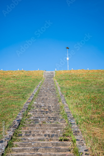 Stairs to the top of the dam