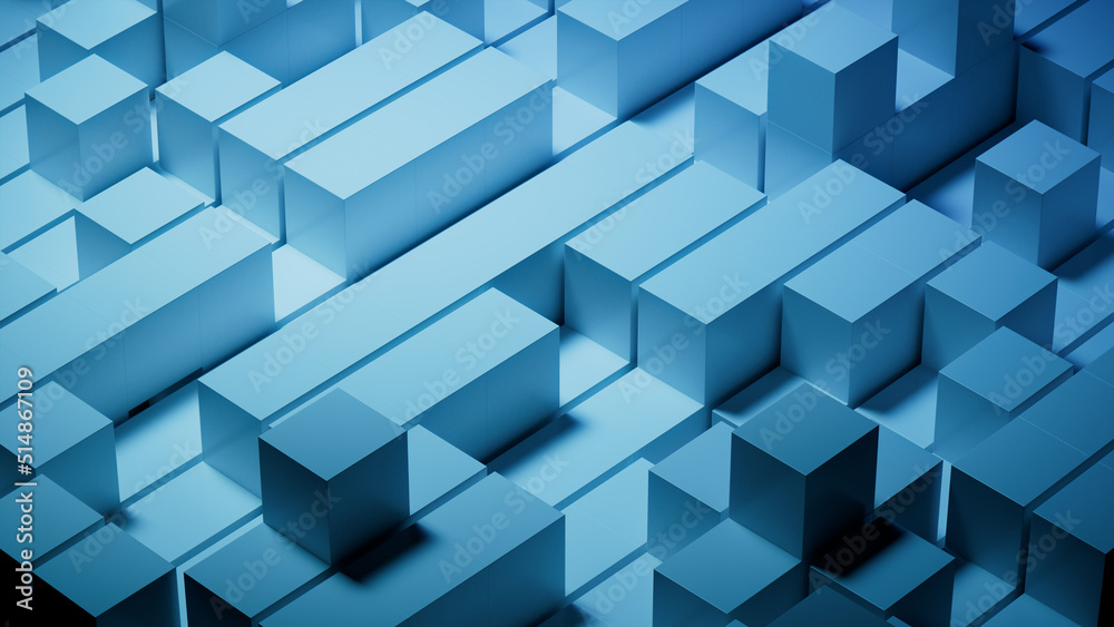 Futuristic Tech Wallpaper with Perfectly Aligned Glossy Blocks. Blue, 3D Render. Futuristic Tech Wallpaper with Perfectly Aligned Glossy Blocks. Blue, 3D Render.