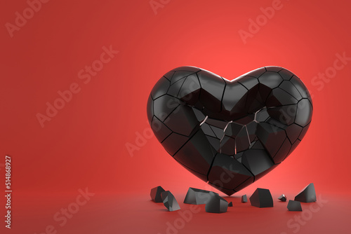 Valentines day background. Broken Heart. 3D rendering.
