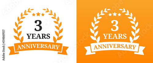 3 years anniversary icon vector symbol illustration.