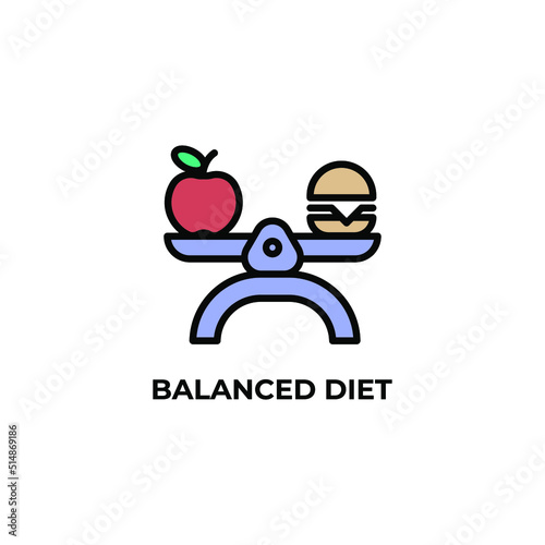 balanced diet vector icon. Colorful flat design vector illustration. Vector graphics