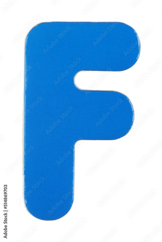 Upper case F magnetic letter on white with clipping path Upper case F magnetic letter on white with clipping path