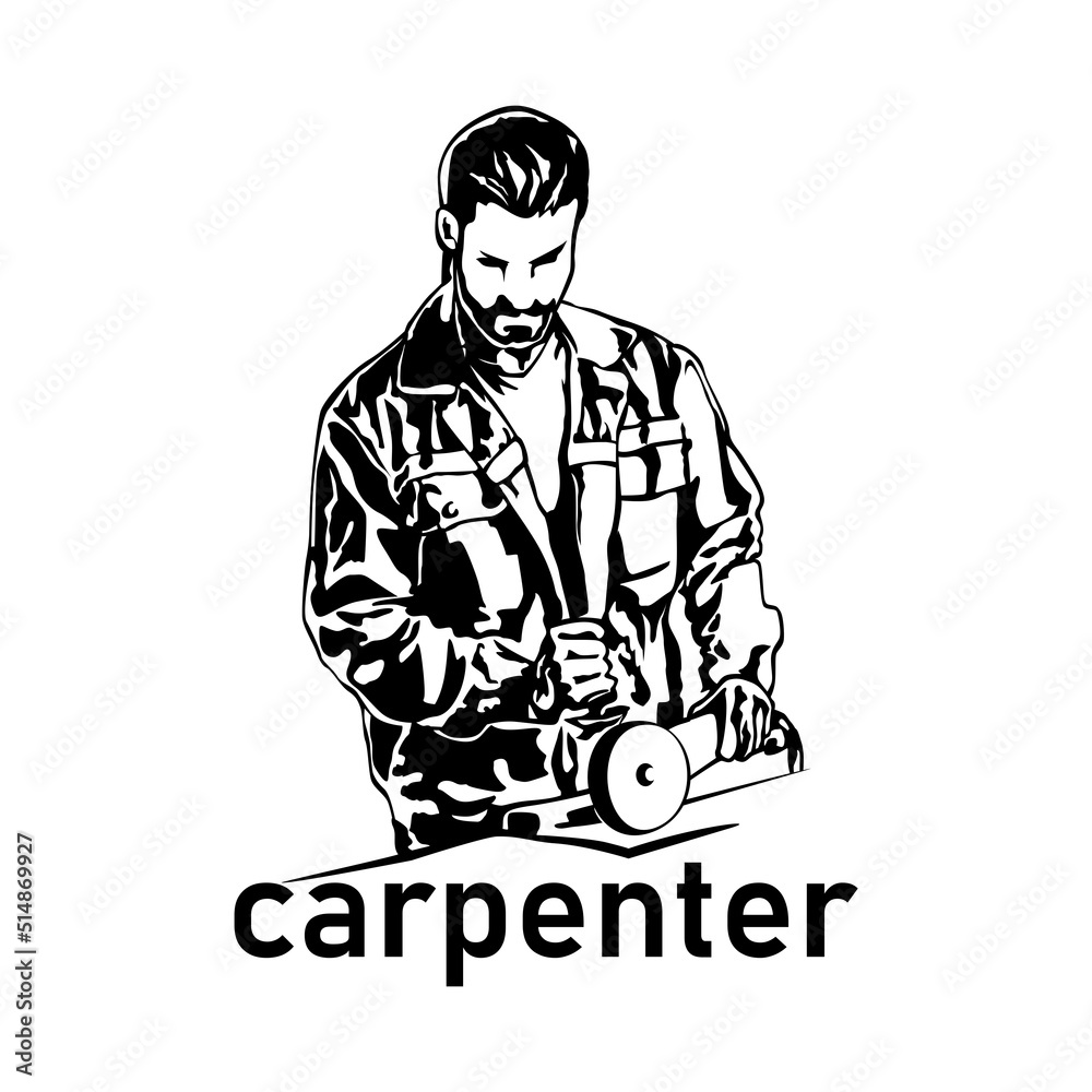 carpenter illustration logo icon sketch design vector carpenter illustration logo icon sketch design vector