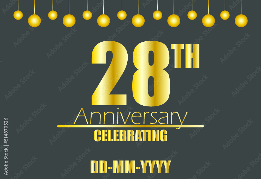28th anniversary celebrating. Vector for golden anniversary celebration