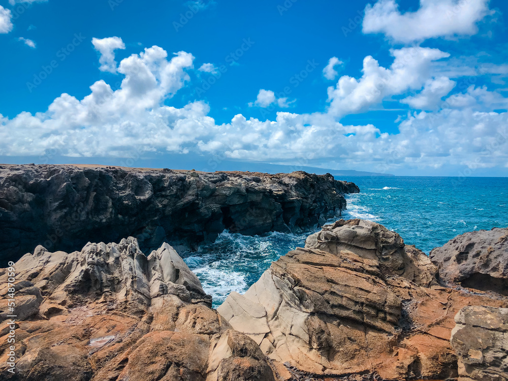 Sharp rocks on the coast of Maui, Hawaii.