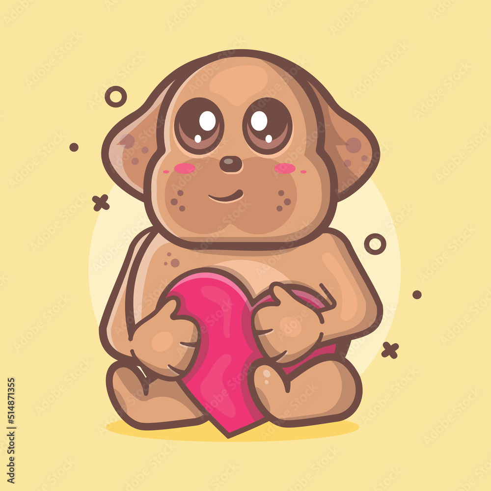 cute dog animal character mascot holding love heart sign isolated cartoon in flat style design cute dog animal character mascot holding love heart sign isolated cartoon in flat style design