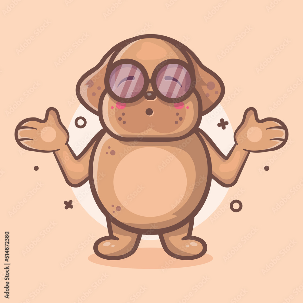 smart dog animal character mascot with confused isolated cartoon in flat style design