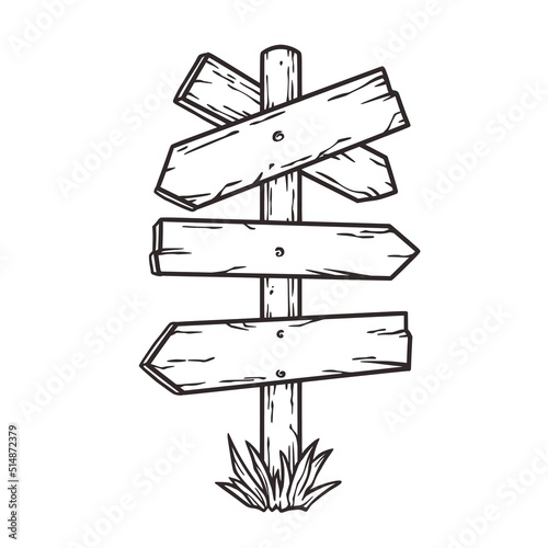 Wooden outline way sign for nature outdoor camping design. Adventure wonderlust explorer sign