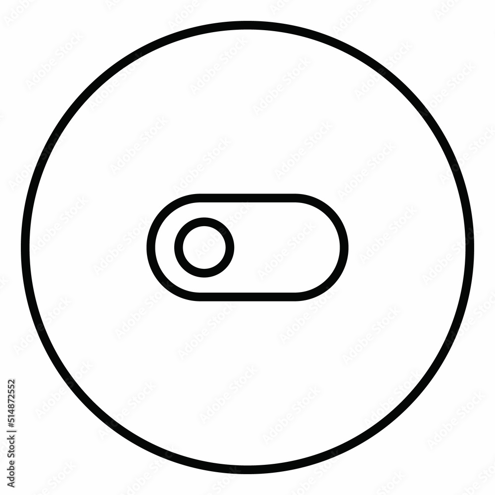 Toggle circle black and white outline button, line icon vector illustration, Off, turn on, activate, toggle. Toggle circle black and white outline button, line icon vector illustration, Off, turn on, activate, toggle.