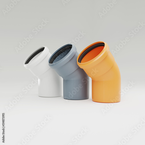 3d visualization, Polypropylene sewer pipes with noise reduction - Branch