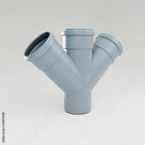 3d visualization, Polypropylene sewer pipes with noise reduction - Cross, tee