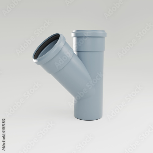 3d visualization, Polypropylene sewer pipes with noise reduction - Cross, tee