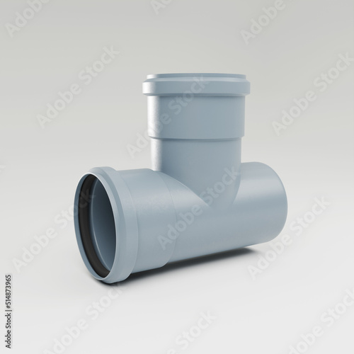 3d visualization, Polypropylene sewer pipes with noise reduction - Cross, tee