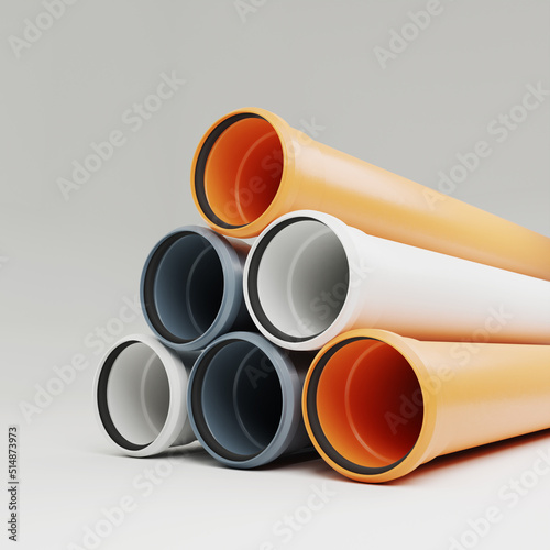 3D visualization, Polypropylene sewer pipes with noise reduction