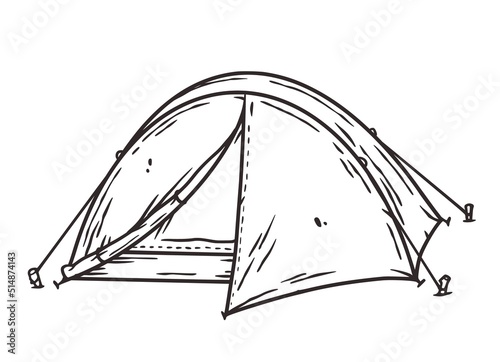 Tent for outside camping adventure. Camping tent for forest nature explore