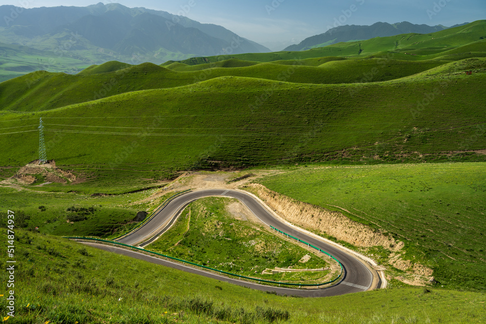 winding road in mountains 