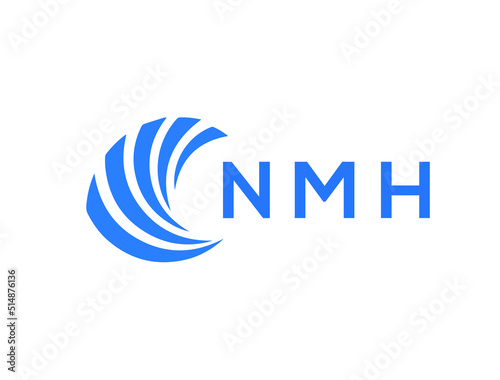 NMH Flat accounting logo design on white background. NMH creative initials Growth graph letter logo concept. NMH business finance logo design. 