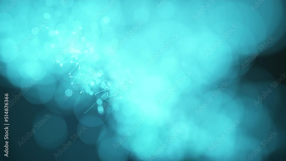 Abstract science technology background glow blue digital particles wave ...