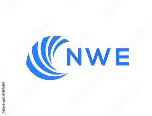 NWE Flat accounting logo design on white background. NWE creative initials Growth graph letter logo concept. NWE business finance logo design.
 photo