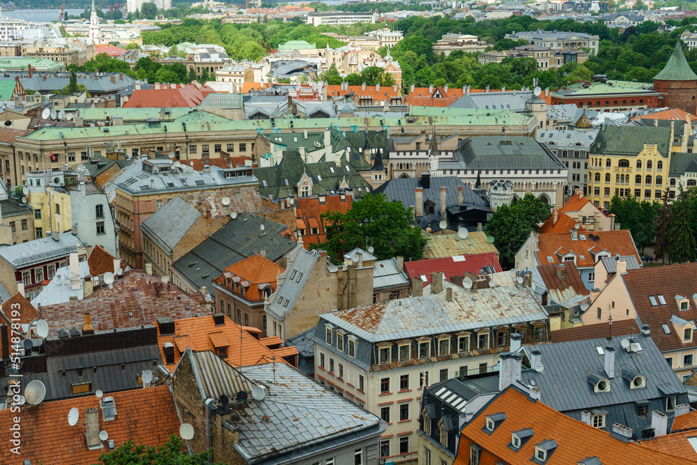 Naklejka premium Roofs of Riga, Latvia