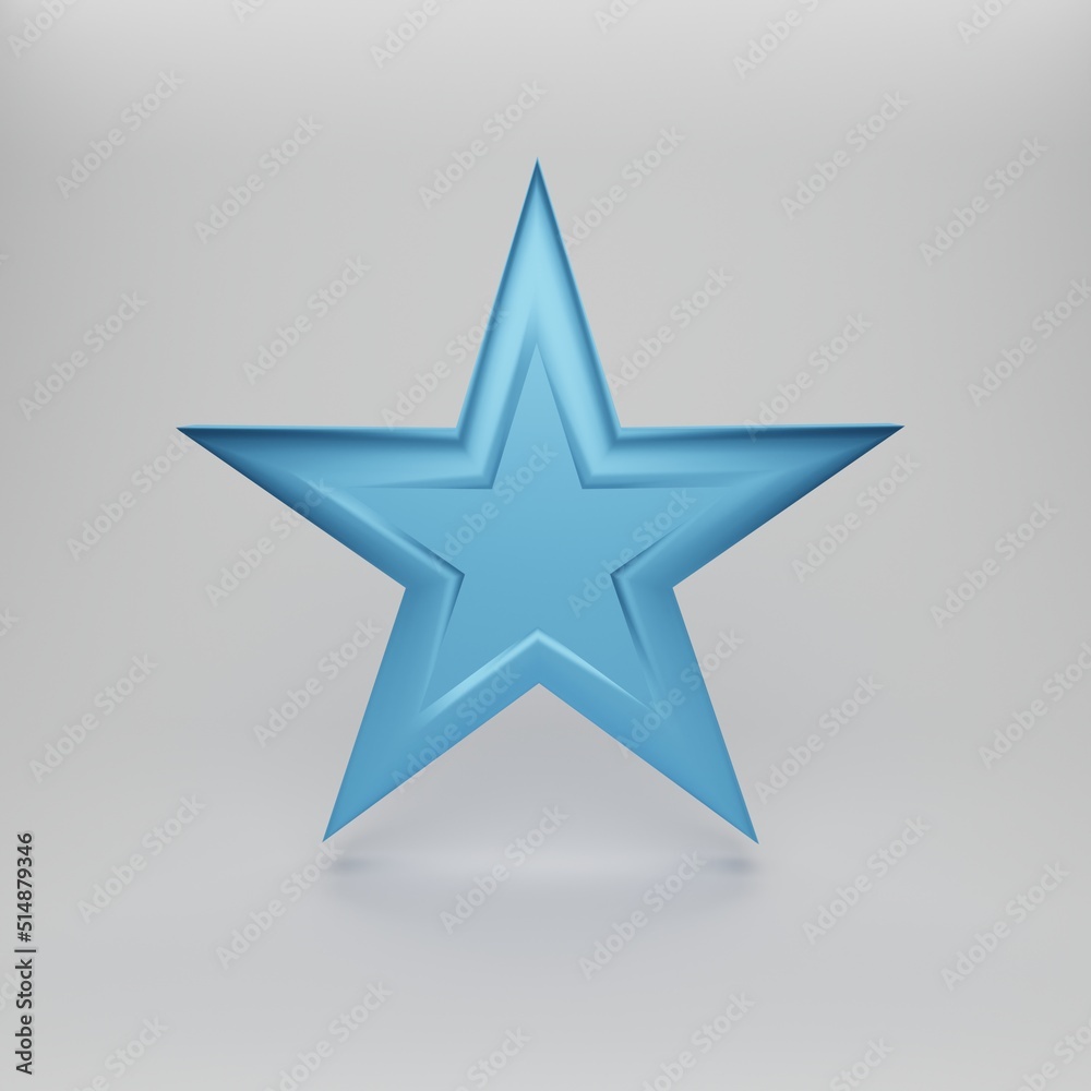 3d render blue shiny star on white background 3d render blue shiny star on white background
