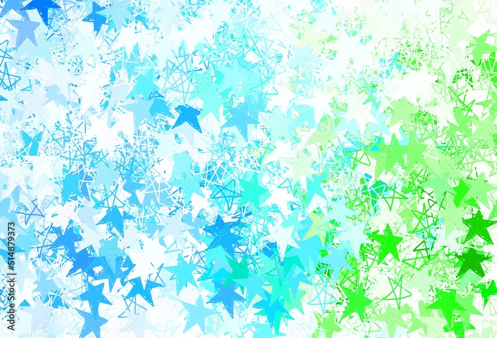 Light Blue, Green vector backdrop with small and big stars. Light Blue, Green vector backdrop with small and big stars.