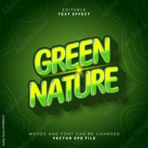 Editable text effect green nature title style