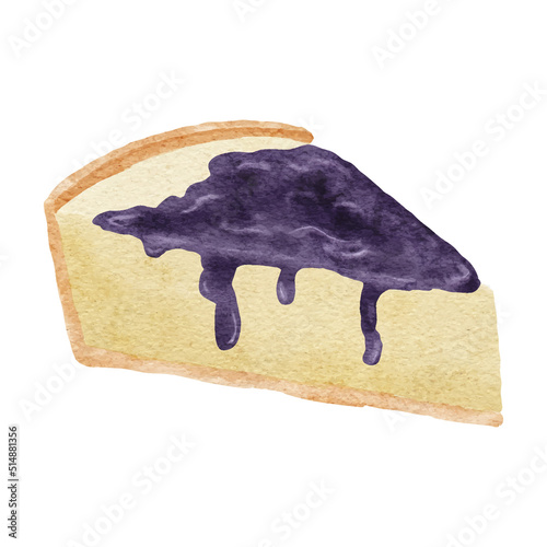 Watercolor blueberry jam cheesecake dessert illustration
