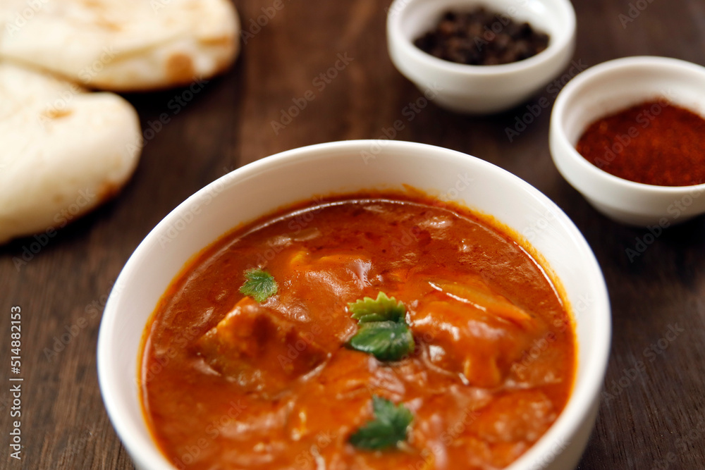 Indian chicken curry roux like tomato soup on the table Indian chicken curry roux like tomato soup on the table