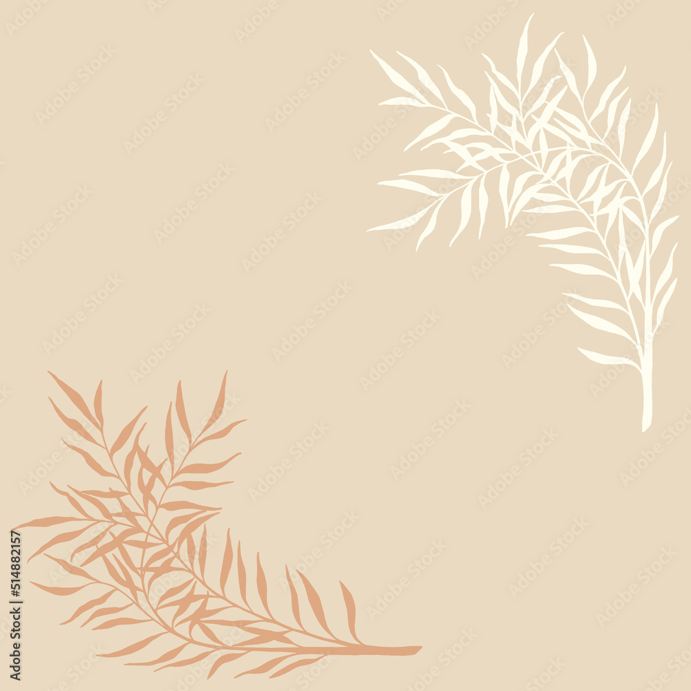 custom made wallpaper toronto digitalElegant design in a nude palette with palm branches. Banner or border for postcard, invitation, thanksgiving card.