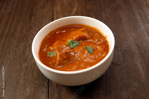 Indian chicken curry roux like tomato soup on the table