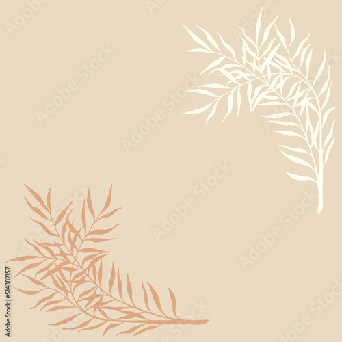 Wallpaper Mural Elegant design in a nude palette with palm branches. Banner or border for postcard, invitation, thanksgiving card. Torontodigital.ca