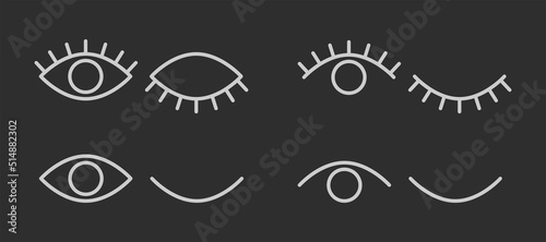 Password hidding icons set. Icons for data privacy and sensitive content mark. Outline vector illustration