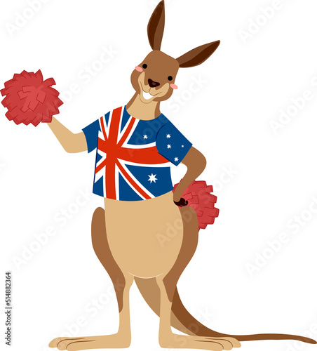 Australia Kangaroo Mascot Cheer Illustration