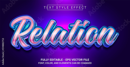 Canvas Print Relation Text Style Effect. Editable Graphic Text Template.