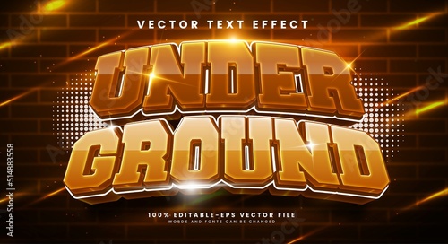 Under ground 3d editable vector text effect with big strong concept.