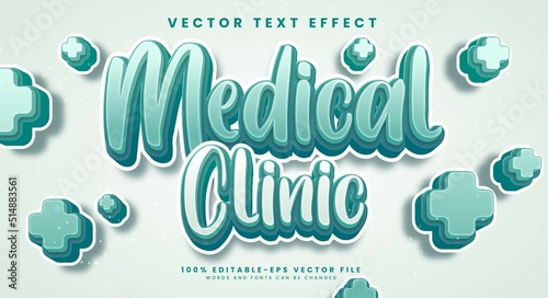Medical clinic editable vector text effect with healthy concept.