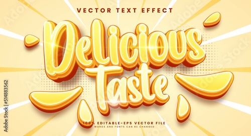 Delicious taste editable vector text effect suitable for food product needs.