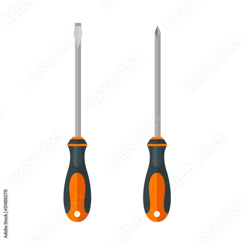 flat and phillips screwdriver vector illustration flat style photo