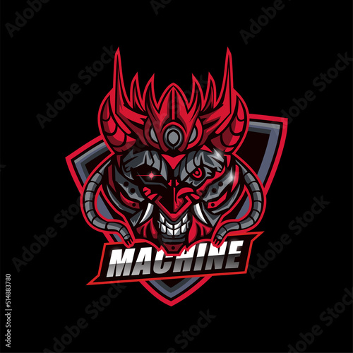 Skull head robot mascot logo design for esport