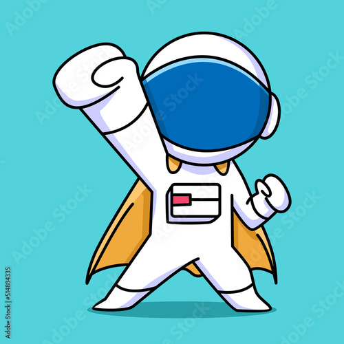 cute astronaut superhero cartoon design
