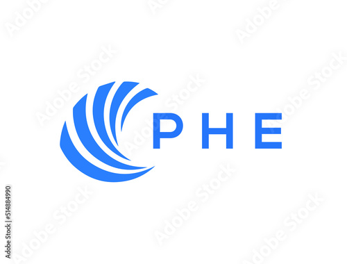 PHE Flat accounting logo design on white background. PHE creative initials Growth graph letter logo concept. PHE business finance logo design.
 photo