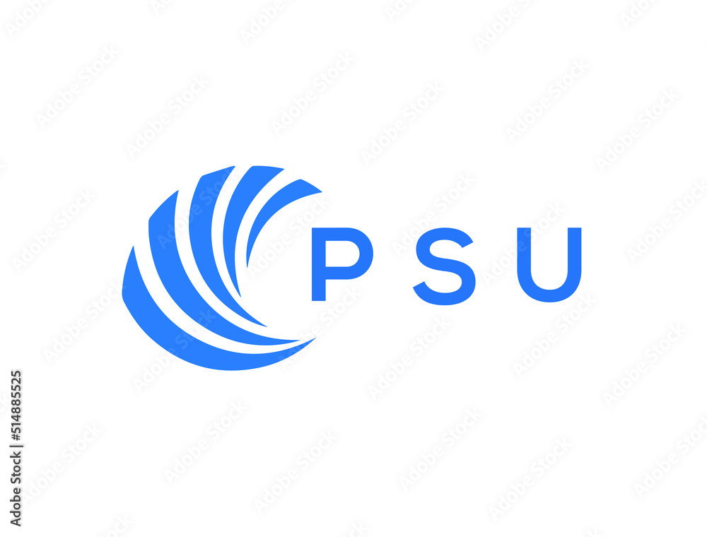 PSU Flat accounting logo design on white background. PSU creative initials Growth graph letter logo concept. PSU business finance logo design.
