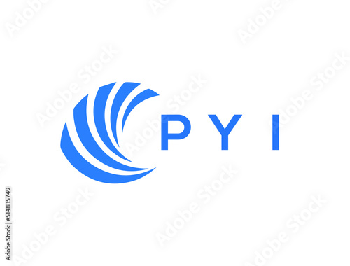 PYI Flat accounting logo design on white background. PYI creative initials Growth graph letter logo concept. PYI business finance logo design.
 photo