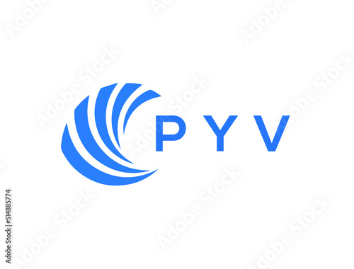 PYV Flat accounting logo design on white background. PYV creative initials Growth graph letter logo concept. PYV business finance logo design.
 photo