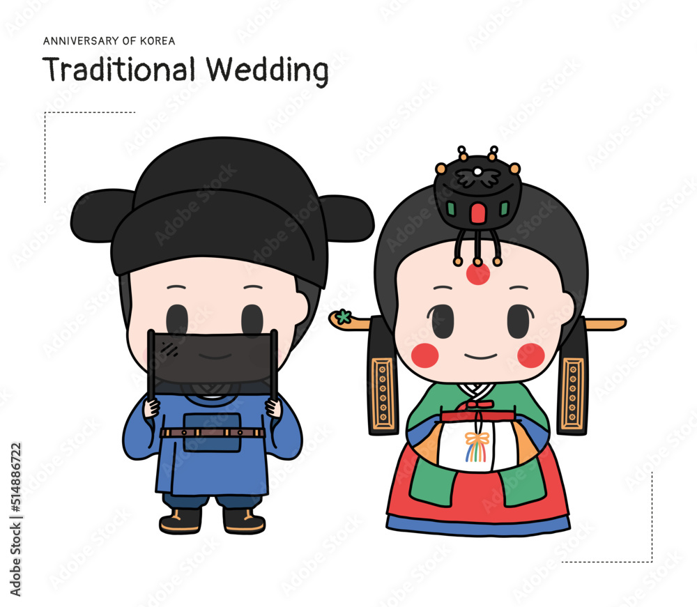 These characters are images of the bride and groom at traditional Korean weddings.