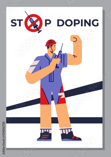 Vertical poster or website banner about stop doping flat style